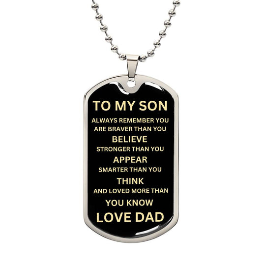 To My Son Dog tag  Necklace