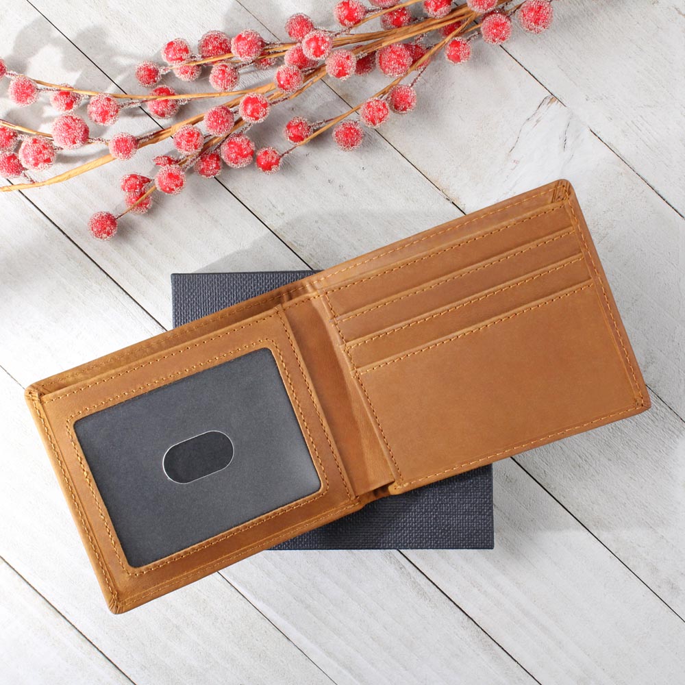 To My Dad- Little boy- Leather Wallet (Cowhide brown)