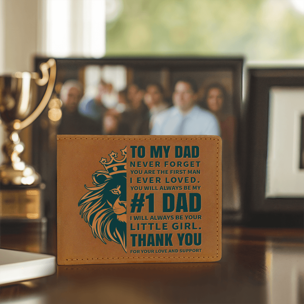 To My Dad- Little Girl- Leather Wallet (Cowhide-Brown)