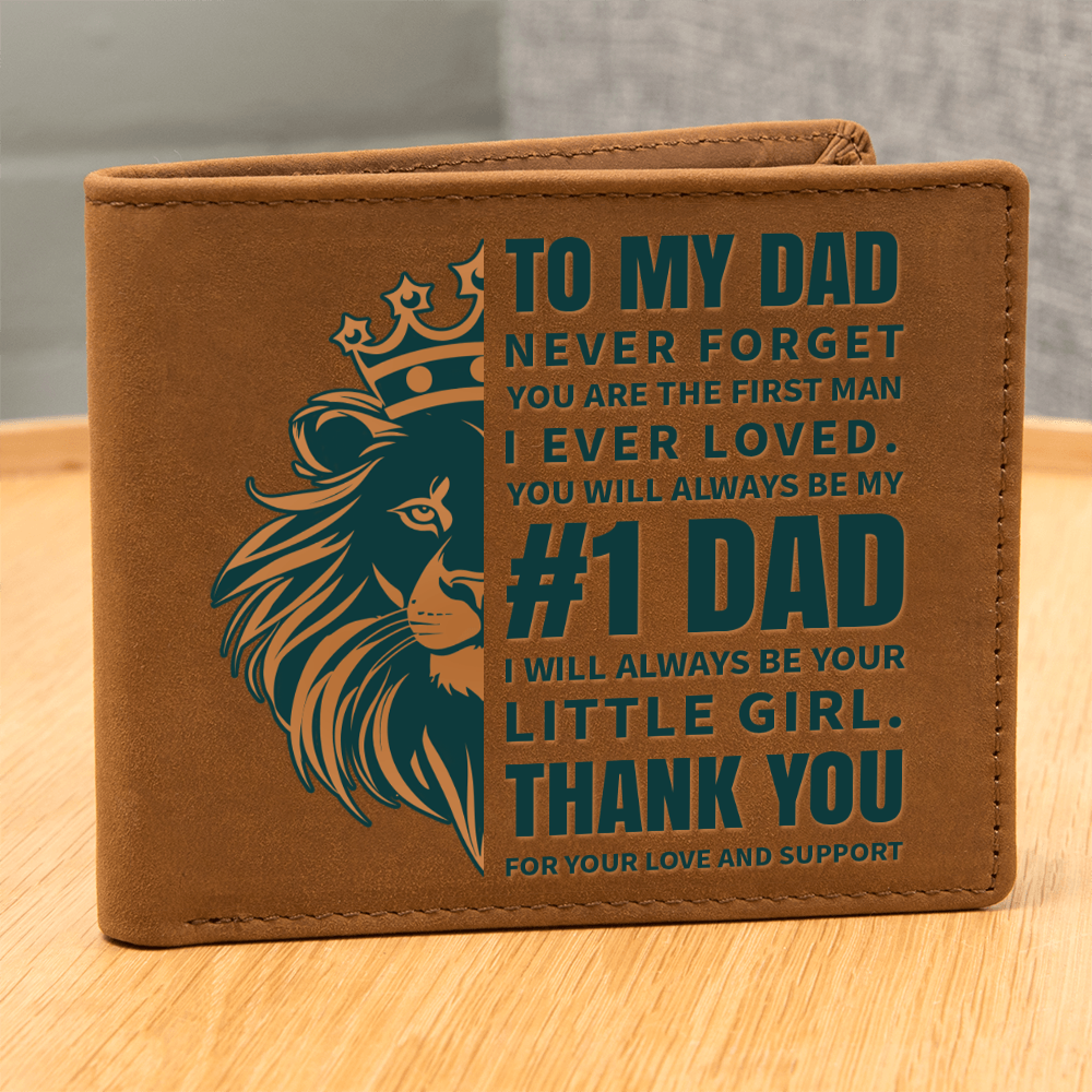 To My Dad- Little Girl- Leather Wallet (Cowhide-Brown)