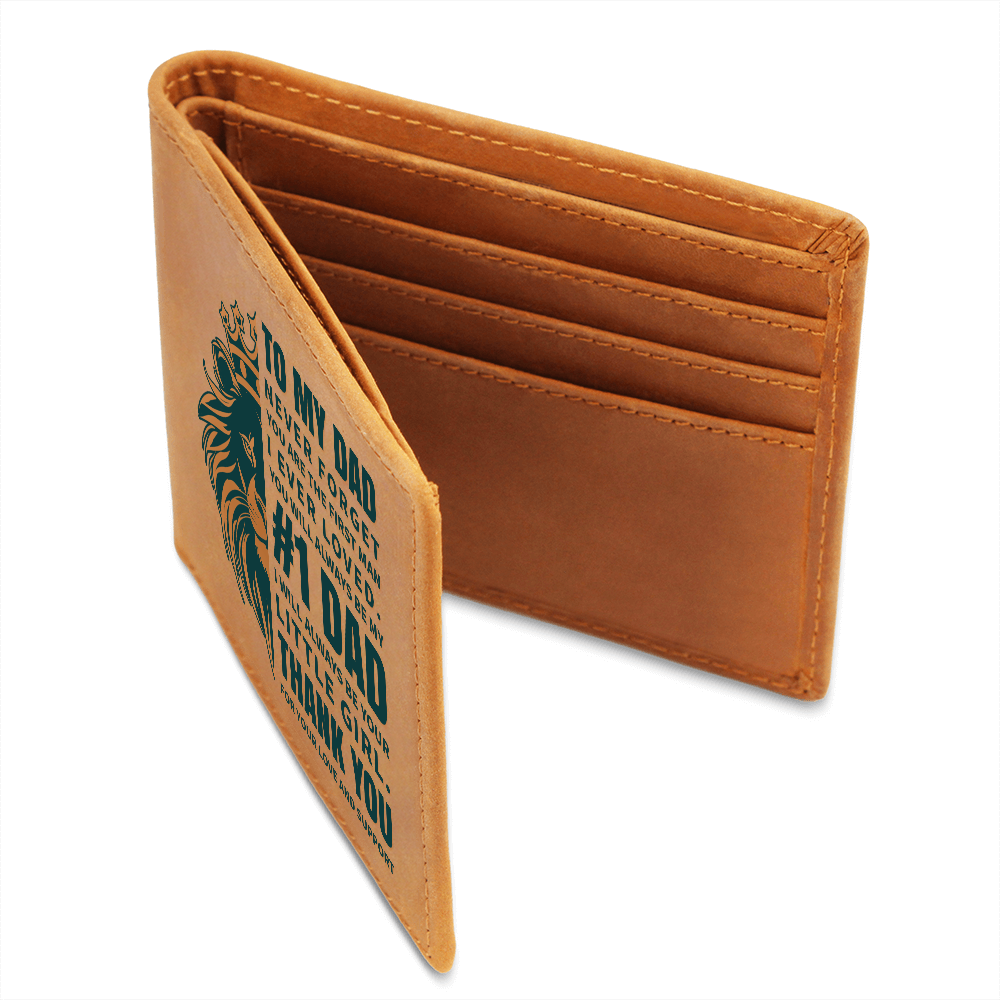 To My Dad- Little Girl- Leather Wallet (Cowhide-Brown)