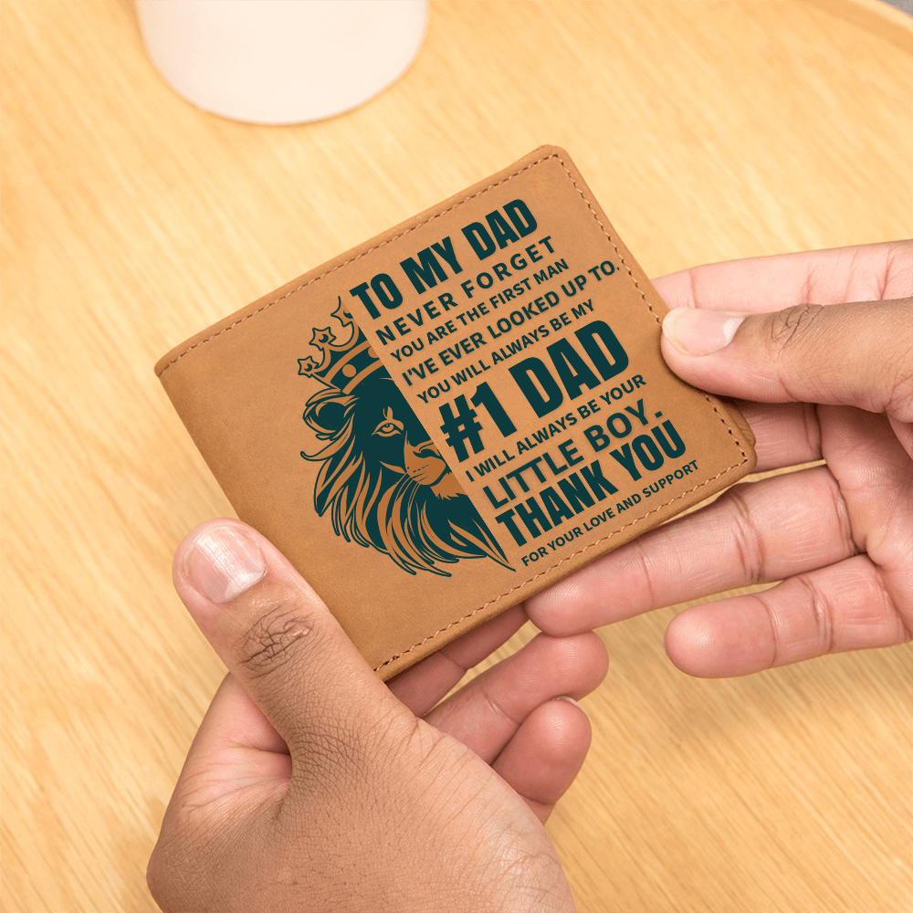To My Dad- Little boy- Leather Wallet (Cowhide brown)