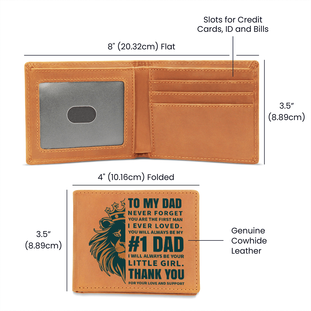 To My Dad- Little Girl- Leather Wallet (Cowhide-Brown)