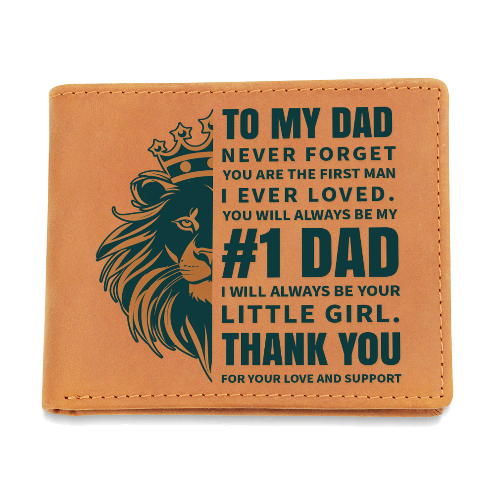 To My Dad- Little Girl- Leather Wallet (Cowhide-Brown)