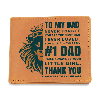 To My Dad- Little Girl- Leather Wallet (Cowhide-Brown)
