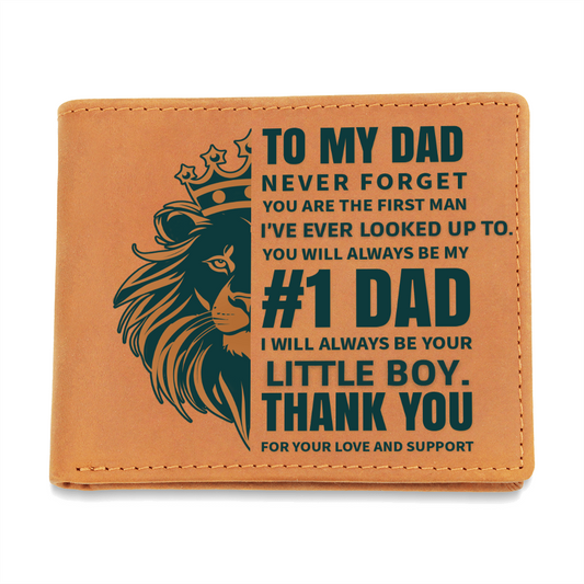 To My Dad- Little boy- Leather Wallet (Cowhide brown)