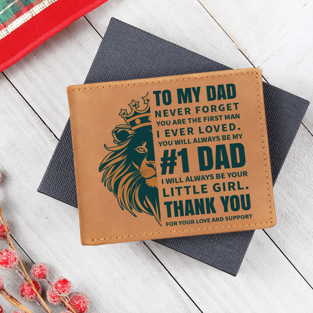 To My Dad- Little Girl- Leather Wallet (Cowhide-Brown)