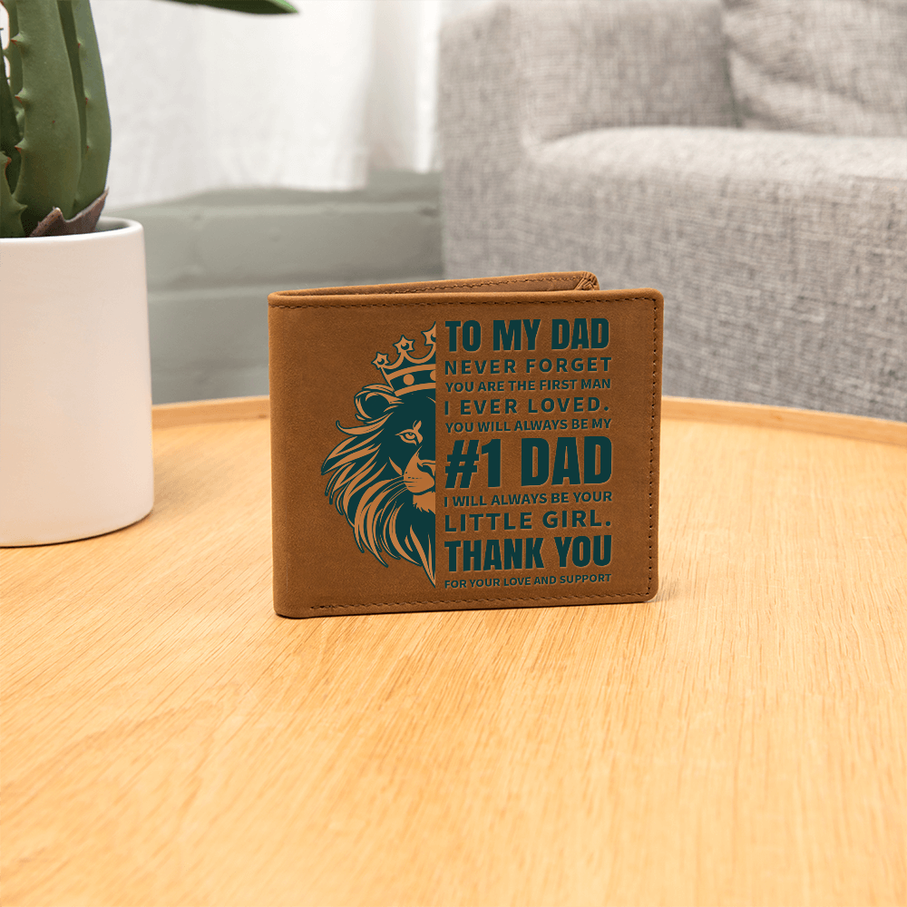 To My Dad- Little Girl- Leather Wallet (Cowhide-Brown)