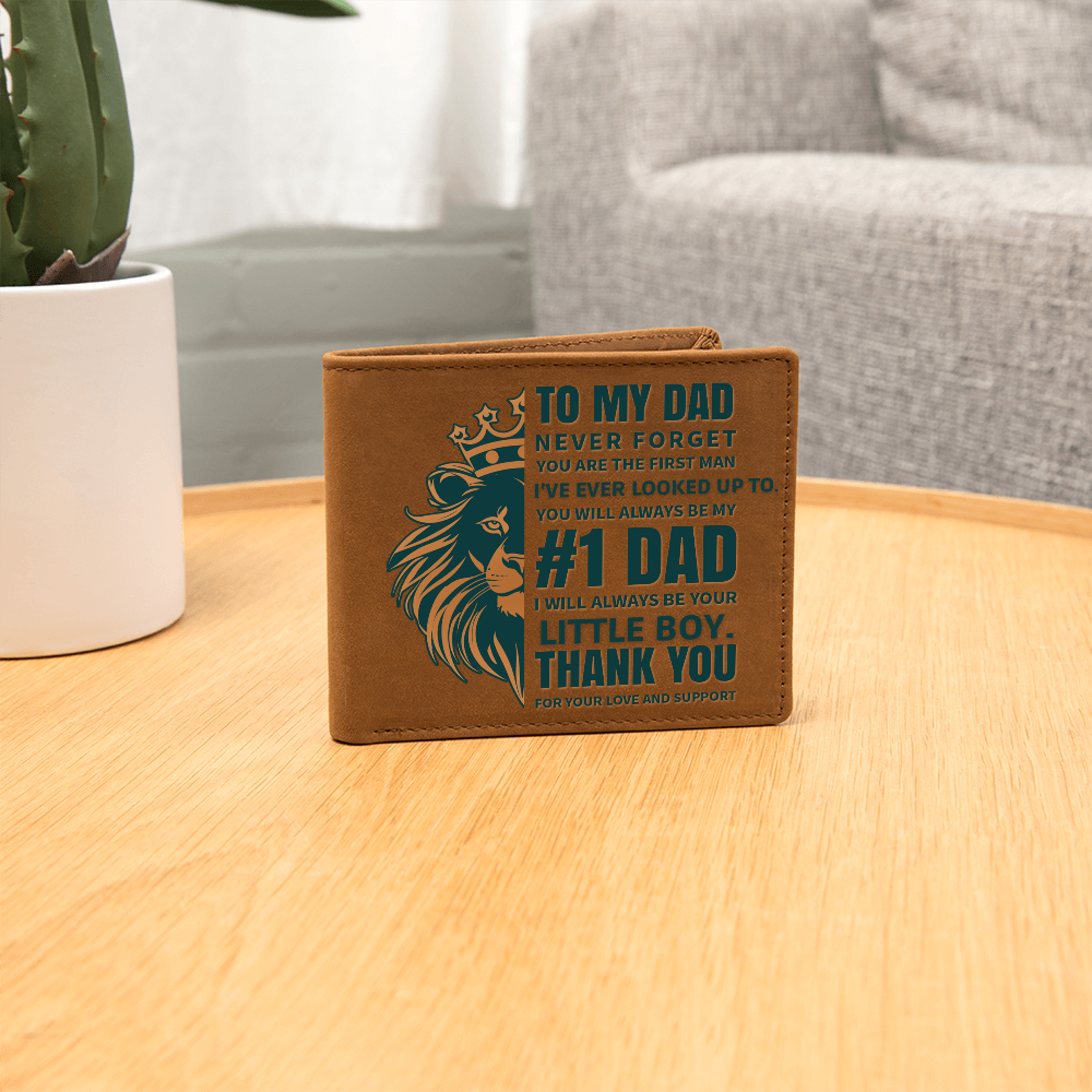 To My Dad- Little boy- Leather Wallet (Cowhide brown)