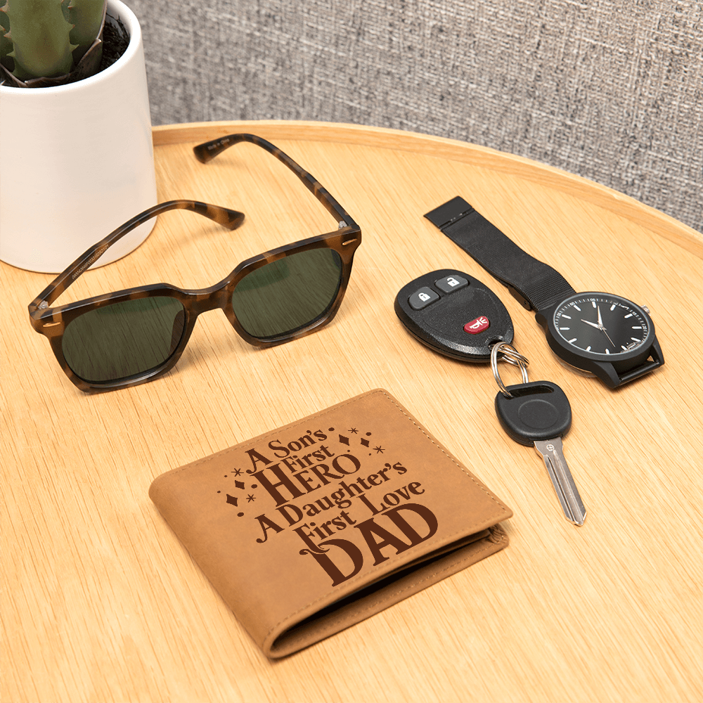 A Son's Hero, A Daughters love-Dad Leather Wallet