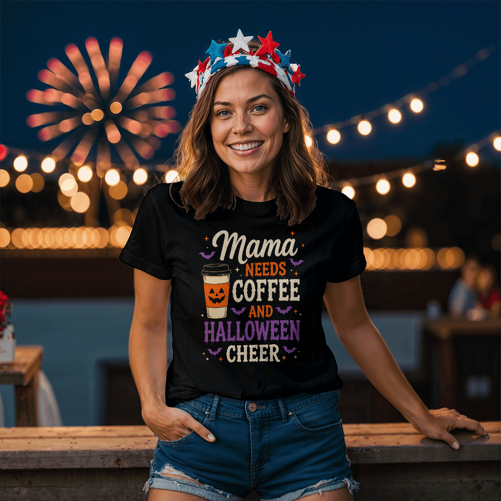 Mama Needs Coffee and Halloween Cheer Tee